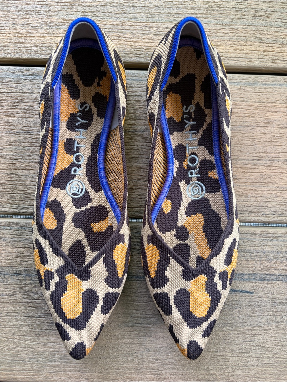 Rothy's Leopard-Print Pointed Flats in Brown, Black & Tan